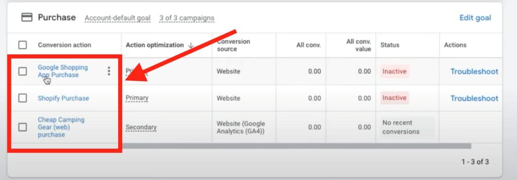 Review the conversion actions and make any necessary changes