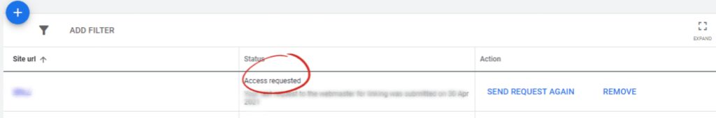 screenshot of Google Ads with Access Requested circled